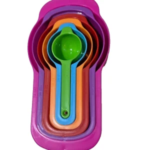 Tasses et cuillères à mesurer imbrication plastique coloré - Set de cuisson 6 pièces-