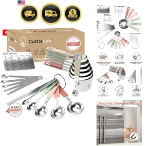 Lot de 22 tasses et cuillères à mesurer en acier inoxydable, Tad Dash Pinch Smidge...-